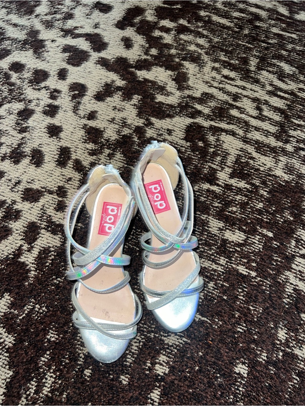 Girls Silver Strappy Heels Size 4M